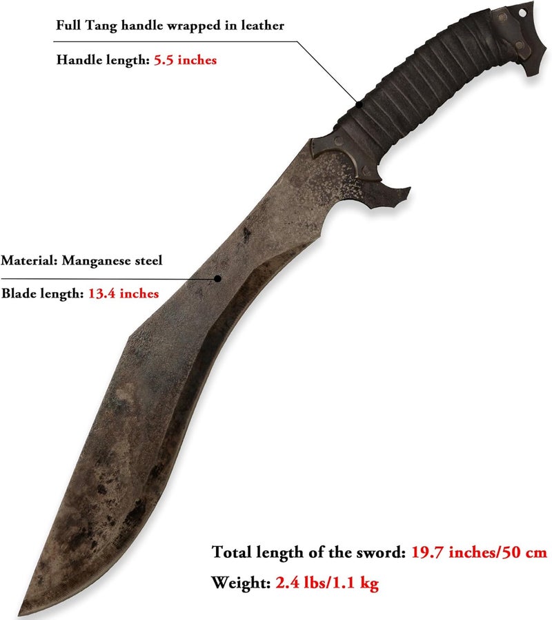 SV Handmade cast Manganese Steel Chopping Blade Sword, Full Tang, Outdoor, Hunting, Camping, Hiking, Survival, with Protective Cover, Multiple Styles to Choose from - Image 2